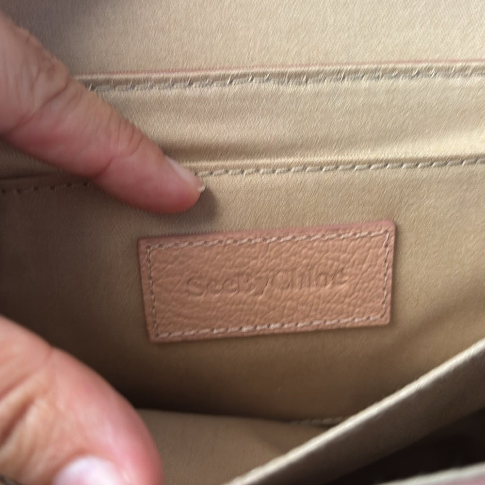 See By Chloe Pink Leather & Suede Crossbody Bag with Gold Ring - Picture 9 of 14